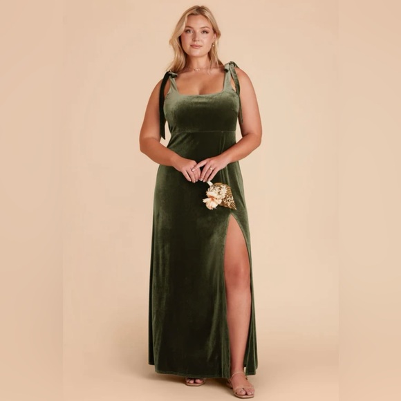 Birdy Grey | ‘Alex’ Velvet Dress (Olive) sz L - Picture 1 of 5